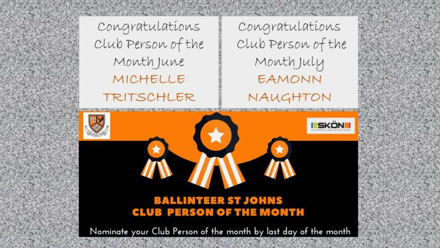 Club Person of the Month June & July